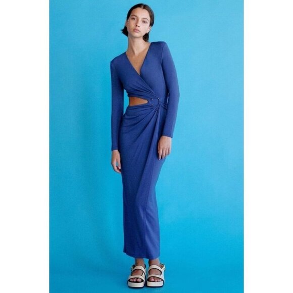 Significant Other Audrey Midi Dress Indigo Womens Size 6 - Picture 2 of 12